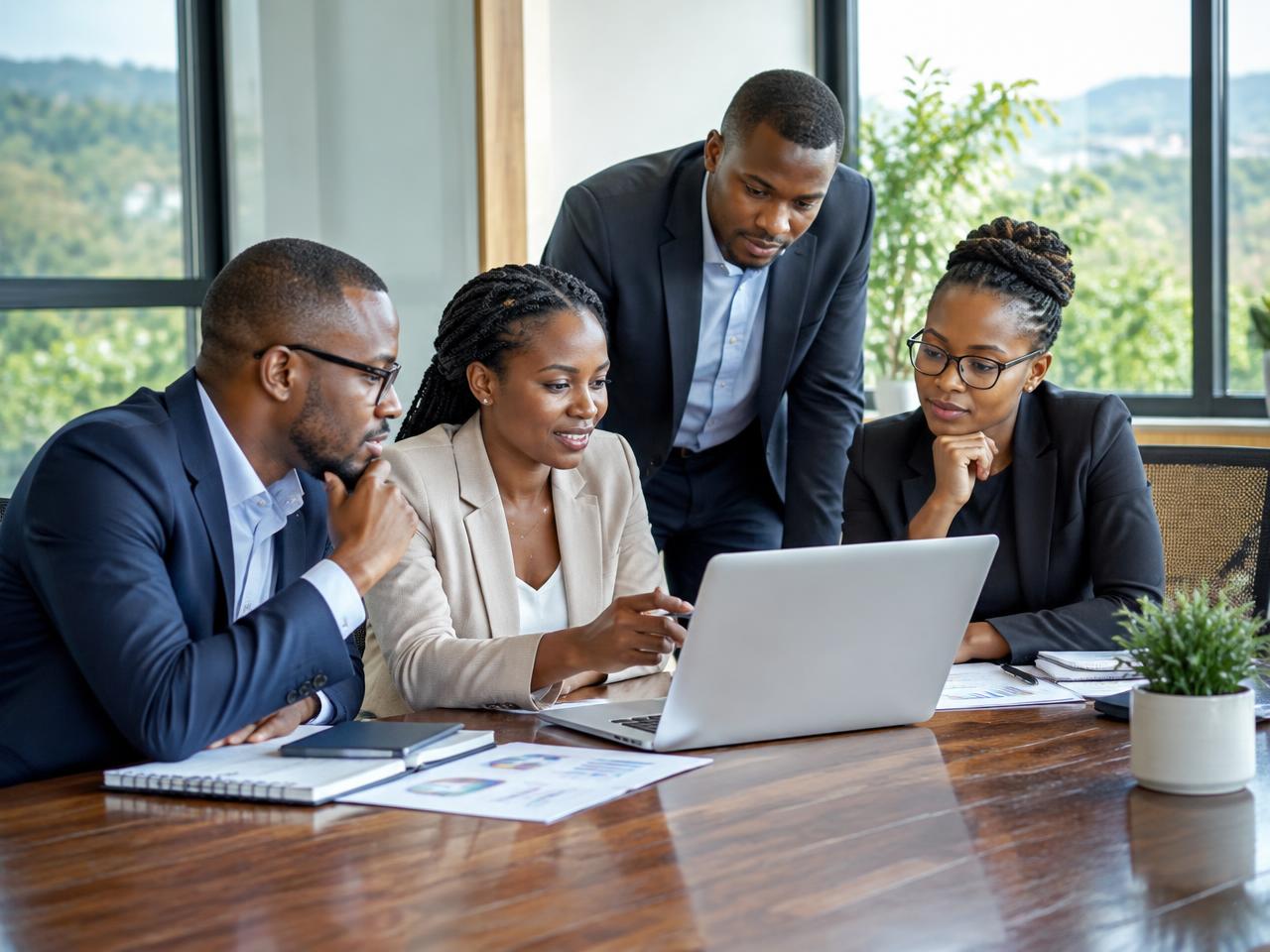The SACOR Services team collaborating in a modern office